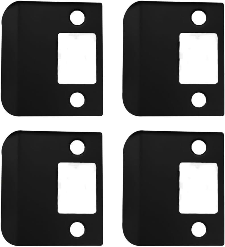 QCAA Solid Brass Extended Lip Strike, 2''X2-1/4", Matte Black, 4 Pack, Made in Taiwan