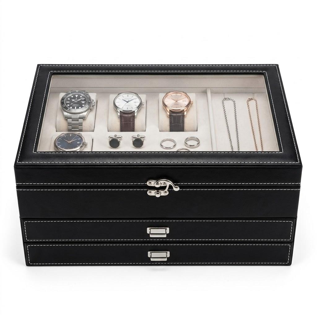 3 layer Eyeglass Sunglass Storage Watch Box Eyewear Accessories Display Glasses Storage Case Organizer