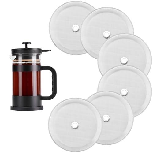 6 Packs French Press Filters Replacements, 4 Inch Premium Stainless Steel French Press Screen Replacement for 1000 Ml/ 34 Oz/ 8 Cup French Press Coffee and Tea Makers by ES NATAURA