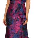 Adrianna Papell One Shoulder Jacquard Gown, Navy/Rosegold (12)