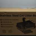 2PACK XXXL Stainless Steel Cat Litter Box with High Sides Lid, Large Litter Box for Big&Multiple Cats, Metal Kitty Litter Boxes with Footboard & Scoop, Anti-Leakage, Non-Sticky, 28.320.211.5inch (2PACK- Deep grey)