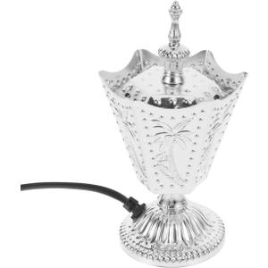Cabilock Electric Incense Burner Metal Censer for Home Yoga Spa Aromatherapy Middle Eastern Scent Burner with Us Plug 6.69X3.74X3.74 Inches (Silver 1)