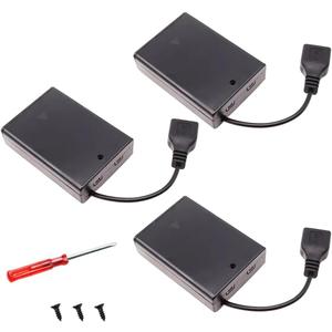 (Pack of 3) USB 3 AA Battery Holder,USB Battery Holder 5V Black with Switch,USB Cable,3 AA Battery Holder with Micro USB Connector