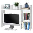 GlossyEnd Sturdy and Elegant Wood Dorm Desk Bookshelf Organizer, Office Desktop Storage, Collage Dorm Desk Bookshelf, White