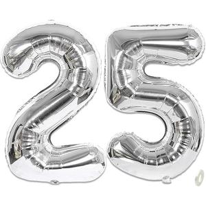 Silver Number Balloons Large Foil Mylar Balloons 40 Inch Giant Jumbo Number Balloons for Birthday Party Decorations – Silver 25 2-Pack
