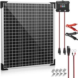 Voltset 50W 24V Solar Panel Kit, Solar Battery Maintainer with MPPT Charge Controller Adjustable Bracket, Solar Battery Charger for RV Car Boat Tractor and Camping