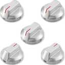 DG94-03500A/Z NX60T8111SS/AA NE63T8111SS/AA Stove Knobs Replacement for Samsung Electric Stove Parts DG94-03797Q Stainless Steel Oven Knobs Samsung Gas Range Parts Cooktop Burner Knobs Silver 5Pcs