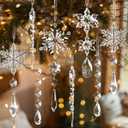 18pcs Crystal Christmas Ornaments for Tree Decorations-Hanging Acrylic Snowflake Icicle Ornaments with Drop Pendants for Winter Wonderland Chandelier Crystals Decorations Supplies