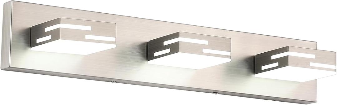 3-Light Modern Bathroom Vanity Light Fixtures, 24-Inch 350 Rotatable LED Vanity Lights Over Mirror, Dimmable 5500K Natural White Brushed Nickel Wall Sconce with Frosted Acrylic Shade