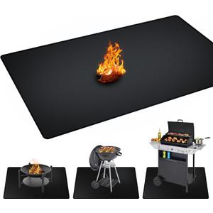 60 x 40 inch Under Grill Mats for Outdoor Grill, Double-Sided Fireproof, Oil and Waterproof Protective Mat for Grass and Deck, Outerdoor BBQ Fire Pit Fireplace Mat