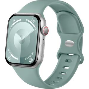 Sport Band Compatible with Apple Watch Band 44mm 45mm 46mm 40mm 42mm 38mm 41mm 49mm, Soft Silicone Waterproof Replacement Strap for iWatch Watch Series 11 10 9 8 7 6 5 4 3 2 1 SE Ultra Women Men (Pine Green)