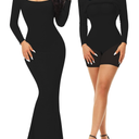 Fengbay Shapewear Dress for Women Bodycon Dress with Built in Shapewear Shaper Dress Square Neck Lounge Long Dress 2XL