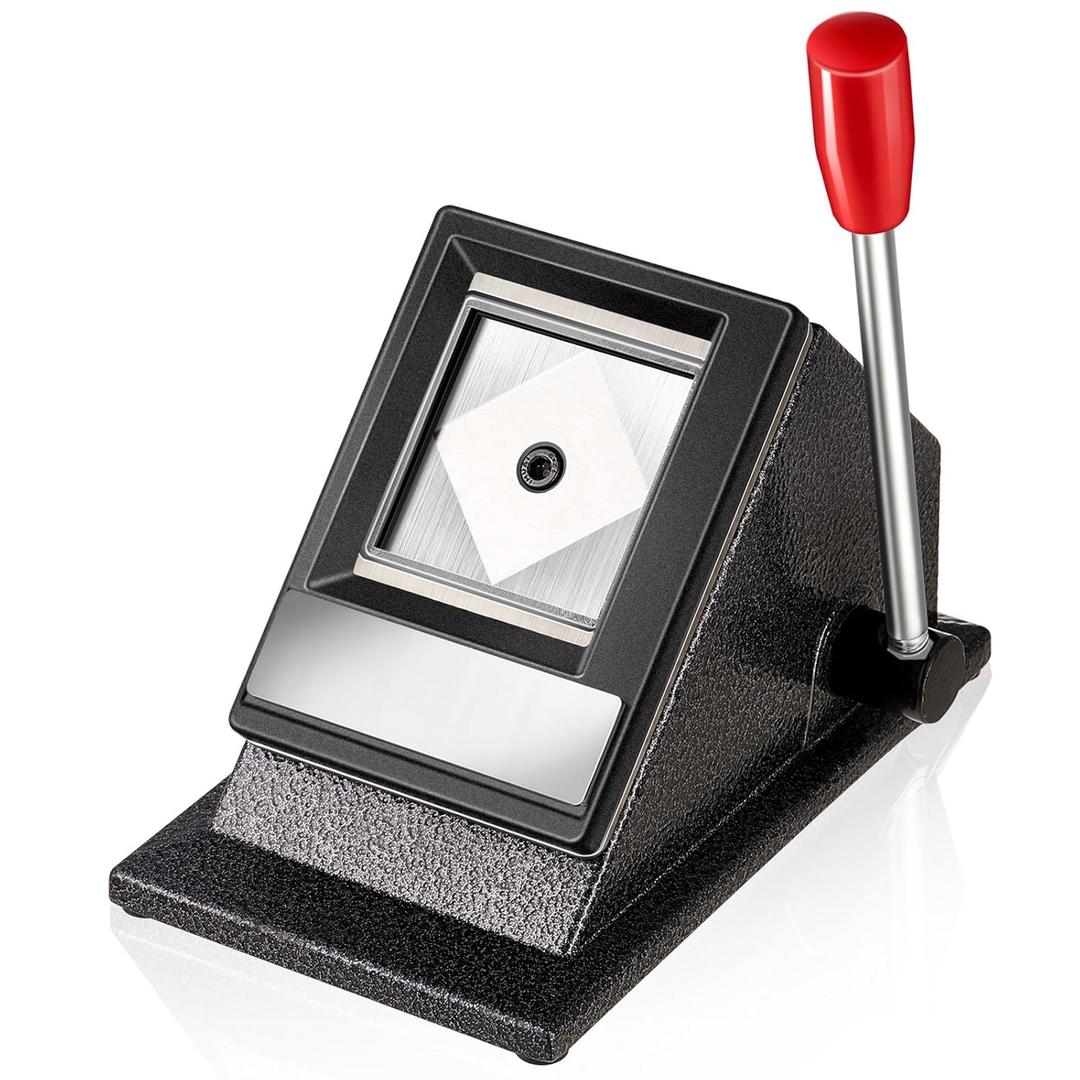 Gisafai Passport Photo Cutter 50 x 50 mm Picture Manual Square Punch Die Cutter Table Top Metal ID Pictures Cards Stamp Die Punch Tool for U. S. Office Home School Supplies