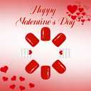 Valentine's Day Press on Nails Short Square Fake Nails with Red Hearts Design Glossy Full Cover Red Glue on Nails Reusable Silver Lines False Nail Cute Acrylic Nail for Women Girls Manicure 24Pcs