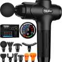 TOLOCO Massage Gun Deep Tissue, Percussion Massage Gun with 10 Replacement Heads, Super Quiet Portable Electric Massager for Athletes, Relax, Black