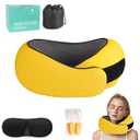 Mlchdykcp 2025 New Travel Pillow, Travel Neck Pillows for Airplane, Neck Pillow Airplane - Memory Foam Neck Pillow for Traveling, Ultimate for Adults and Kids, Yellow