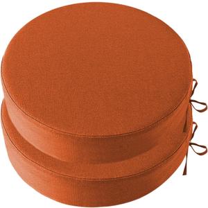Outdoor Chair Cushions for Patio Furniture, Waterproof Round Patio Seat Cushions with Adjustable Straps for Garden Burgundy Sofa, Set of 2, Orange, 18x18x2 Inch