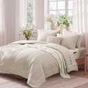 Monbix Super King Plus Size Comforter Set - 7 Pieces Apricot Beige Bed in a Bag Super King Plus Bedding Sets with Comforters, All Seasons Comforter Bed Set with Sheets,Pillowcases & Shams