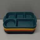 Pinkunn 12 Pcs 13'' Large Divided Plates Reusable Unbreakable Wheat Straw Plates 5 Compartment Lunch Trays Bulk Microwave Dishwasher Safe Food Portion Control Plates(Orange,Yellow,Green,Blue)