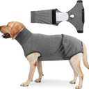 HEYWEAN Full Body Dog Diaper with a Puppy Nappies Physiological Dog Surgery Recovery Suit for Male Female Dogs (Gray, L)