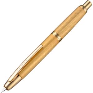 Jinhao 10 Press Fountain Pen with Box, Brushed Matt Gold Retractable Fine Nib with Converter Set (Golden Clip)