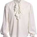 Runcati Mens Pirate Shirt Ruffle Victorian Renaissance Steampunk Vampire Poet Shirts Medieval Halloween Costume XL