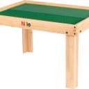 NILO Kids Play Table Set with 2 Compatible Lego Duplo Detachable Two-Sided Baseplates/Boards/Mats (N34 Activity Table w/Holes, 24x32x20 and 2X Green Base Plates 12x32)