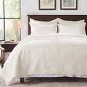 Anluoer Quilt Twin Size Bedding Set-Cream Embossed, Bedspreads-Lightweight Summer Soft Microfiber Bedspread, Bed Coverlet for All Seasons (1 Quilt, 1 Pillow Sham)