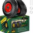 Wiltire (2 Pack) 4.10/ 3.50-4 Flat Free Tire and Wheel 10-Inch Solid Wheel Replacement with 5/ 8 Bearings, 2.2" Offset Hub -Compatible with Hand Truck, Wheelbarrow(Red)