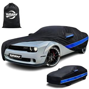 Car Cover Custom Fit Dodge Challenger,10-Layer Car Cover Waterproof All Weather,Full Exterior Cover Cotton Lining,Sun Rain UV Dust Snow Protection with Door Zipper,Fit for Dodge Challenger 2008-2025