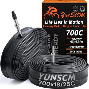 700C Heavy Duty Bike Tubes 700x18C/23C/25C FV48 Presta Valve (18/25-622) 700C Bicycle Inner Tubes Compatible with 700x18C 700x20C 700x21C 700x22C 700x23C 700x25C Bike Tire Tubes 2-PCS
