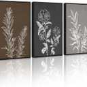 Drsoum Vintage Flower Wall Art Retro Floral Wall Hanging Decor Rustic Farmhouse Colorful Botanical Prints Artwork for Bathroom Dining Room Kitchen 11x14in Black Framed