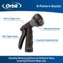 Orbit 26382 Coil Garden Hose, 25 Feet, with 8-Pattern Hose Nozzle (Gray)