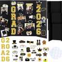 MiniInflat 4 Set Graduation Photo Display Board Trifold Poster Board for Class of 2026 Grad Party Picture Display Graduation Photo Frames for Multiple Pictures Table Decor(Gold,24 x 16 Inches)