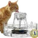 Glass Cat Water Fountain 88oz/2.6L, Cat & Dog Water Fountain for Drinking, Ultra-Quiet Glass Water Fountain for Cats Indoor, Pet Water Fountain for Multi-Cat Homes, Automatic Water Dispenser for Cats