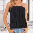 CHICGAL Women's Tube Tops Summer Casual Bandeau Tank Casual Strapless Blouse Off The Shoulder Tunic Shirts 2026 (Black, M)