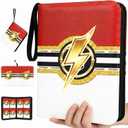 Homedepal Trading Card Binder with Zipper, 400 Capacity - Includes 50 Cards Sleeves Pages, 4-Pocket for Pokemon Cards, Sports Cards, MTG, Yu-Gi-Oh - Dust-Proof Collector Album(LightningG, 400 Pockets)