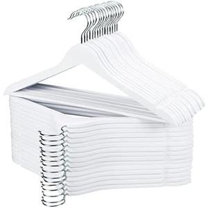 Edergoo Wooden Hangers 30 Pack, Smooth Wood Hangers with 360° Swivel Hook & Notches, Slim Coat Hanger Wooden for Closet, White