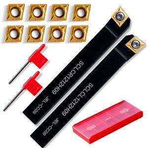 Lathe Turning Tools Threading Holder - Metal Lathe Cutting Tools Turning Holders 1/2" SCLCL1212H09+1/2" SCLCR1212H09+10pcs Carbide Inserts Golden for Lathe Tools