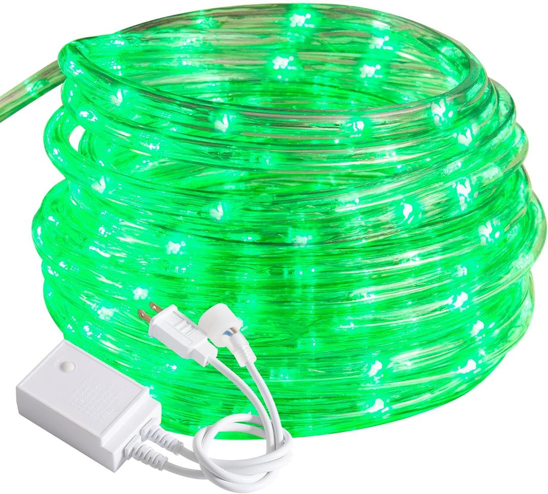 20ft Rope Lights Outdoor, Connectable & Flexible Tube Lights with 8 Modes Controller,Waterproof Green LED Rope Lighting for Deck,Garden,Pool,Patio,Bedroom,Party,Indoor & Outside Landscape Lighting