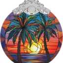 Retro Beach Ornament, Christmas Ornaments, Christmas Decorations for Tree, Stained Glass Ornament, Heirloom Keepsake, Gift Exchange, Gift Ideas, Bauble Present