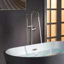 WOODBRIDGE F0023BNRD WOODBRIDGEE High Flow Rate 8 GPM Freestanding Tub Filler Faucet with Hand Shower, Brushed Nickel