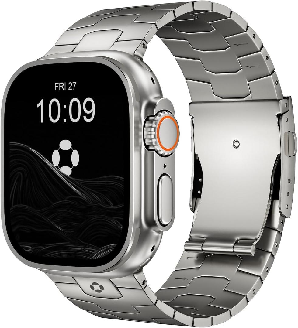 Titanium Watch Band AGIS01- Fits Apple Watch ULTRA 3/2/1 (49mm) - Adjustable Titanium Apple Watch Band with DLC Coating, Lightweight & Durable Strap for Men - Premium Color Matching Band