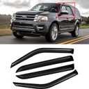 Window Visors for 1997-2017 Ford Expedition, Rain Guards Shield Vent Deflector Shade Dark Smoke for 2007-2017 Expedition XL, 1998-2017 Lincoln Navigator, Tape-On, 4PCS