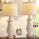 Ireliare Farmhouse Table Lamps for Living Room , Touch Lamps for Nightstand with Dual USB Charging Port, Bedside Table Lamp for Bedroom,  Bulb Included