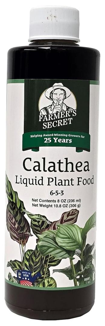 Farmer's Secret Calathea Liquid Plant Food Fertilizer (8oz) - Super Concentrated - 6:5:3 Ratio - Promotes Growth and New Shoots