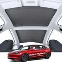 Upgrade Sunshade Roof for Tesla Model 3 Accessories 2025 2024, [No Gaps & Never Sag] Foldable Heat Insulation Sunroof Cover for Tesla Model 3 Highland 2025-2pcs