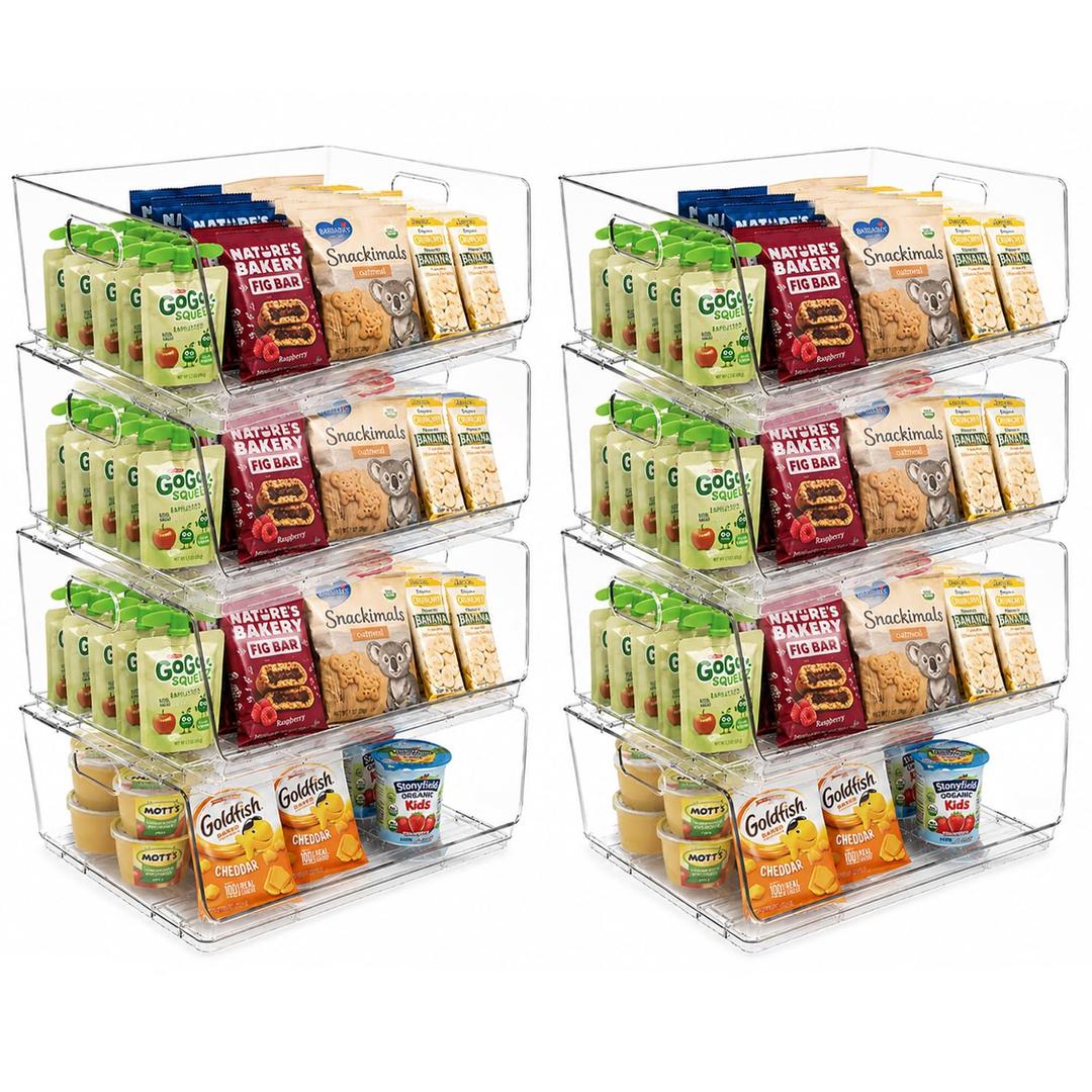 ClearSpace Stackable Storage Bins, Front Pantry Organizer, Large, 6 Pack