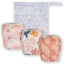 Nora's Nursery Reusable Swim Diapers and Wet Bag - One Size Fully Adjustable - Tropical 3 Pack with Wet Bag