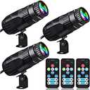 Tarpop  Disco Spotlights with  Remote Bright Mirror Pinspot Light 15W RGBW LED Beam Stage Light 4 in 1 Stage Lighting for DJ Dance Party (Black)
